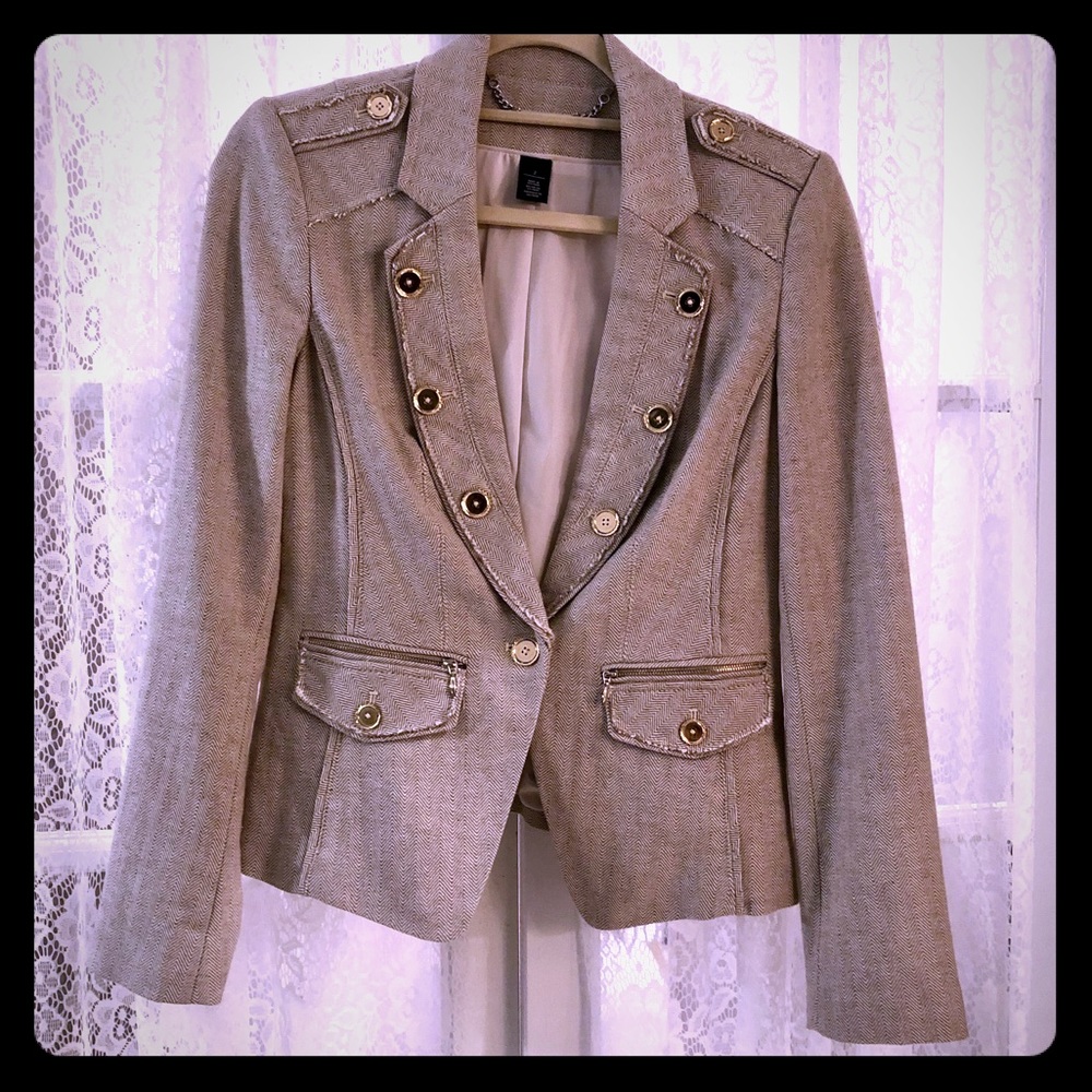 Taupe jacket with gold hardware from WHBM. Size 2